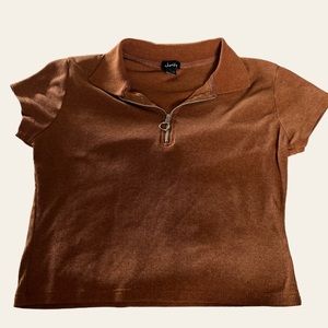 quarter zip cropped polo top